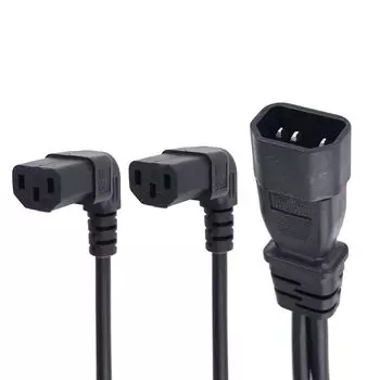 Разветвитель под большим углом питания Y-типа, один штекер IEC 320 C14, двойной шнур адаптера C13 под большим углом, шнур адаптера для компьютера, дисплея хоста