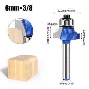 RCT Синие твердосплавные фрезы для дерева 1/4 дюйма и 6 мм