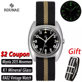 RDUNAE RA02 Кварцевые часы Miyota Super 2035 Механизм K1 Минеральный кристалл Нержавеющая сталь Светящиеся водонепроницаемые мужские часы 5ATM