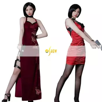 RE4 ремейк Ada Wong косплей костюм красный Ada Wong платье Чонсам для Хэллоуина