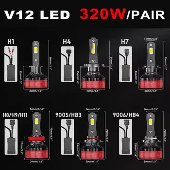 [Реальная мощность 320 Вт] Светодиодные лампы для фар H4 H7 9005 HB3 9006 HB4 H1 H11 Canbus Светодиодные противотуманные лампы