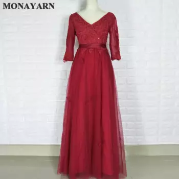 Реальные фотографии Бесплатная доставка 2017 женское элегантное кружевное вечернее платье с рукавом 3/4