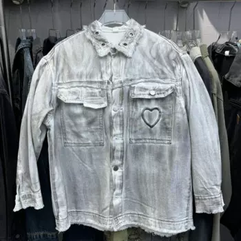 Реальные фотографии Мужская повседневная куртка Белые джинсовые куртки Карманный размер XXL XXXL Пальто
