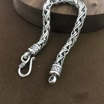 Реальный цвет, серебро 6 мм, уникальный мужской браслет 7,87 дюйма