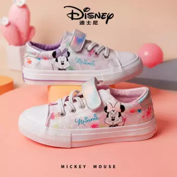 really pictures 2025 new Minnie Mouse Spring Children's Pink purple Shiny Cloth Girls Baby kids Canvas Shoes кроссовки детские