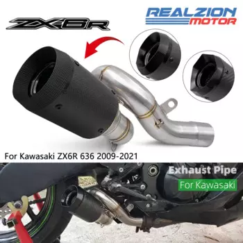 REALZION ZX6R выхлопная система без шнуровки, полный комплект звеньевой трубы, средняя труба мотоцикла для Kawasaki ZX6R 636 2009-2021 2020