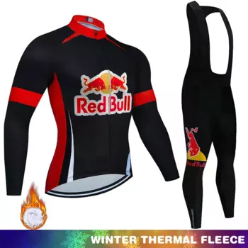 Red Bull Cycle Jersey Велосипедный флисовый комплект спортивной одежды Термальный мужской костюм Ciclismo Hombre Зимний мужской костюм Maillot Mtb Одежда для шоссейного велосипеда