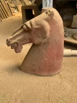 Редкая древняя скульптура головы лошади из керамики старой династии Хань