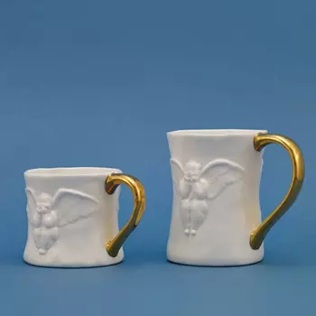 Редкая художественная чашка для влюбленных из костяного фарфора, рельефная чашка с ангелом, чашка для воды с изысканной подарочной коробкой