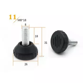 20 шт./лот, регулируемая мебельная подставка для электроинструмента, нескользящая основа, нейлоновые бамперы + стержень с резьбой M6 M8 M10, 20 шт./лот