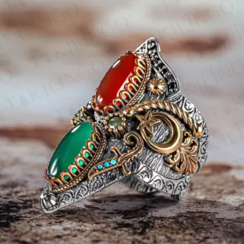 Регулируемое мужское кольцо для большого пальца с гравировкой под серебро