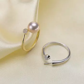 Регулируемые кольца из серебра S925 пробы с жемчугом, 3 шт./лот