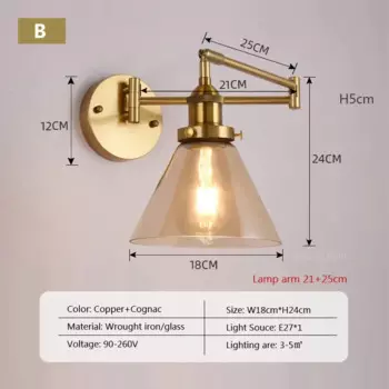 Регулируемые стеклянные настенные светильники Wongshi