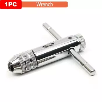 Регулируемый серебряный Т-образный ключ-держатель для метчиков с трещоткой и 5 шт. M3-M8 3 мм-8 мм, машинная резьба, метрическая заглушка, Т-образный метчик