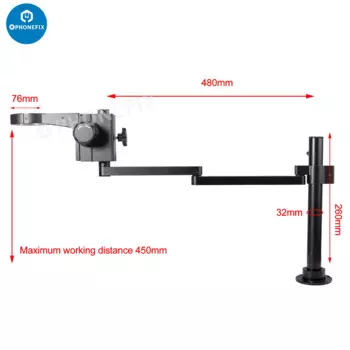 Регулируемый шарнирный зажим Кронштейн для микроскопа Кольцевой держатель 50/76 мм C-крепление Зум-объектив Штатив Припой Видеокамера Складная подставка для тринокулярной бинокулярной стереомикроскопической камеры