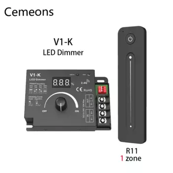 Регулятор яркости для светодиодной ленты V1-K, 12-48 В постоянного тока, регулировка частоты ШИМ, 1 канал, 20 А, Вращающаяся ручка, 2,4G, радиочастотный светодиодный диммер с сенсорным управлением