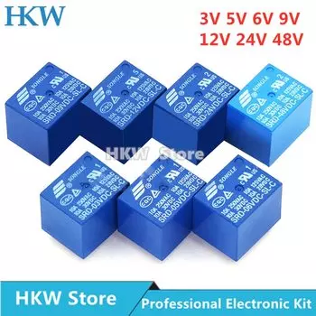 Реле HKWDZ 5шт SRD-03VDC-SL-C...SRD-09VDC-SL-C 3В 5В 6В 9В 12В 24В 48В 10А