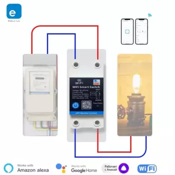 Реле умного переключателя eWelink 63A на DIN-рейку с энергопотреблением, модулями автоматизации Wi-Fi, пультом дистанционного управления