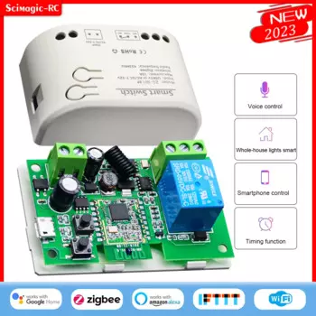 Релейный выключатель Zigbee 7-32 В 85-250 В, модуль переключателя Tuya Smart Life, управление приложением, работает с Alexa Google Smartthings Ewelink Hub