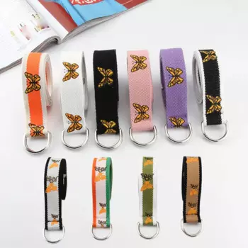 Ремень холщовый женский с бабочкой, 130 см, с пряжкой D