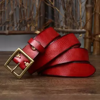 Ремень из натуральной кожи для женщин, 100% чистая воловья кожа, винтажная латунная пряжка, джинсовый пояс, роскошный, ретро, ширина 2,8 см