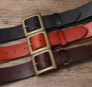 Ремень мужской глянцевый, шириной 3,8 см, с кожаной пряжкой