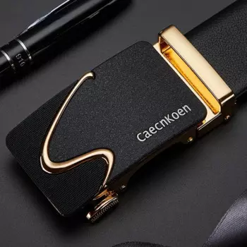 Ремень мужской из натуральной кожи, 3,5 см, чёрный