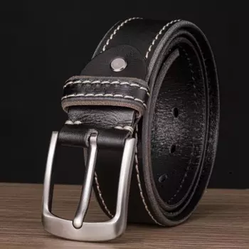 Ремень мужской из натуральной кожи с пряжкой с язычком