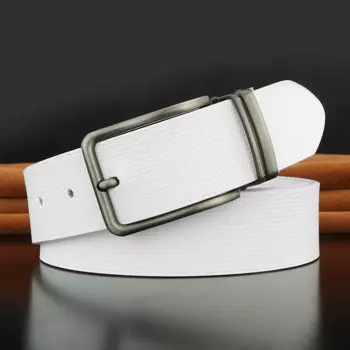 Ремень мужской из натуральной кожи с серой пряжкой B865