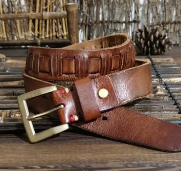 Ремень мужской из воловьей кожи с пряжкой, 3,8 см