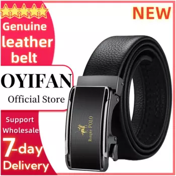 Ремень мужской кожаный с автоматической пряжкой, черный