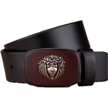 Ремень мужской кожаный с гладкой пряжкой, 3,8 см