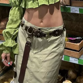 Ремень с петлей из искусственной кожи Женский, готический пояс в стиле стимпанк, модный пояс в ретро стиле, для джинсов