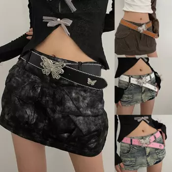 Ремень с пряжкой-бабочкой в стиле панк