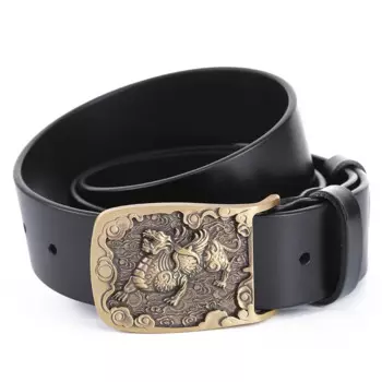 Ремень Ta-weo мужской из натуральной кожи, повседневный ремень из чистой меди с гладкой пряжкой Kylin, широкий ремень для джинсов 1,5 дюйма