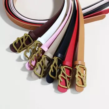 Ремень женский кожаный с металлической пряжкой