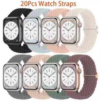 Ремешок эластичный нейлоновый для Apple Watch Band 38 40 41 42 44 45 49 мм, плетеный эластичный браслет для наручных часов iWatch Series 10 9 8, 20 шт.