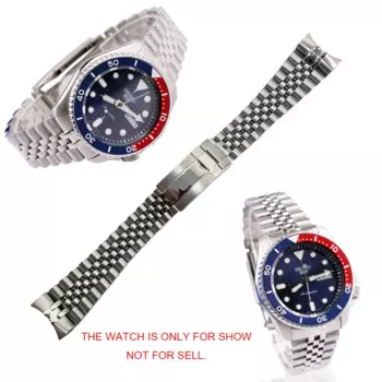 Ремешок CARLYWET для часов Seiko 5 SRPD53K1, браслет юбилейный из нержавеющей стали 316L с изогнутым концом и застежкой-устрицей, 22 мм