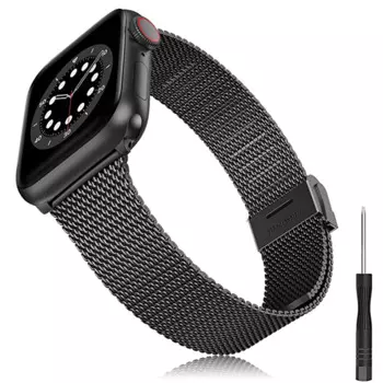 Ремешок для Apple Watch 44 мм 40 мм 38 мм 42 мм, браслет «Миланская петля» из нержавеющей стали для iwatch Series SE 6 5 4 3 2 1