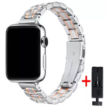 Ремешок для Apple Watch band 41 мм 40 мм 38 мм 45 мм 42 44 мм, тонкий металлический тонкий браслет из нержавеющей стали для iWatch series SE 7/6/5/4/3