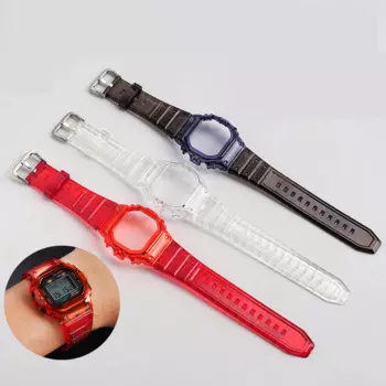 Ремешок для часов G-SHOCK Casio, прозрачный Желейный ремешок для часов, женский браслет для часов с маленьким серебристым блоком, маленьким золотистым кирпичом