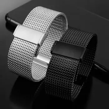Ремешок для часов Huawei watch 3/3pro/GT2/2PRO, из нержавеющей стали, сетчатый, 18/20/22 мм, черного/серебристого цвета