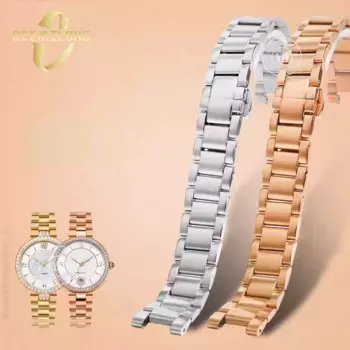 Ремешок для часов из нержавеющей стали 14*7 16*8 18*10 20*11 мм, вогнутый шарнир, изысканный металл, серебро, розовое золото, ремешок для часов для GUC MICHAEL KORS