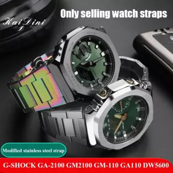 Ремешок для часов из нержавеющей стали с модифицированным изображением фермы дуба, ремешок для часов для Casio G-SHOCK GM2100 GA-2100 GA110 DW5600 316L, металлический ремешок для часов
