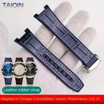 Ремешок для часов Omega Star, браслет из воловьей кожи для Манхэттена 131,33, мягкий мужской ремешок для часов с резиновой основой в деловом стиле, браслет для часов 25-14 мм