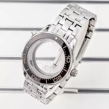 Ремешок для часов Seamaster 300, серебристый корпус для часов из нержавеющей стали 41 мм, подходит для механического часового механизма NH35 NH36, циферблат 31 мм, запчасти для часов