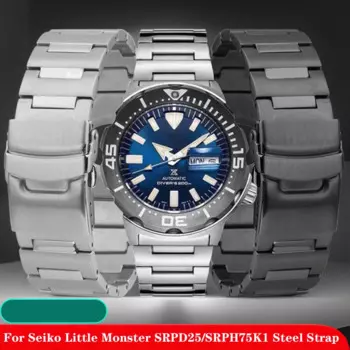 Ремешок для часов Seiko из нержавеющей стали, однотонный изогнутый браслет с маленьким монстром SRPH75K1/SRPD25K1, 20 мм