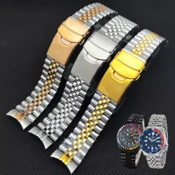 Ремешок для часов SKX007 из нержавеющей стали 316L, однотонный браслет для мужских часов, с изогнутым концом SKX009
