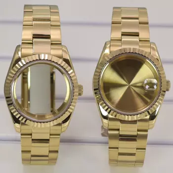 Ремешок для мужских золотистых часов, 36/40 мм, ремешок для часов Seiko nh34 nh35 nh36/38 Miyota 8215, циферблат 28,5 мм