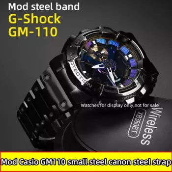 Ремешок GM110 из нержавеющей стали для часов Casio GM-110, стальной ремешок, металлическая цепочка GM110, серебристый, черный, золотистый браслет